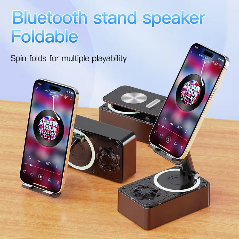 3-In-1 Bluetooth Speaker Phone Power Bank Foldable Wireless Speaker Phone Stand with Anti-Slip Pads for Video Meeting Live