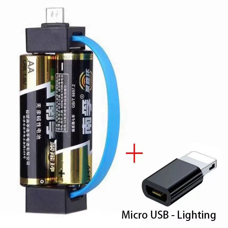 Universal Phone Emergency Charger Powered by 2Pcs Normal AA Batteries Mini Portable Phone Power Bank with Micro USB/ Type-C Plug