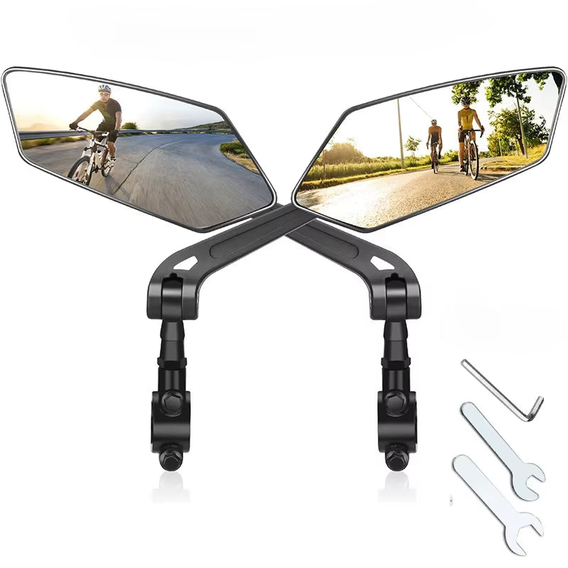 Bicycle Rearview Wide Angle Mirror Cycling 360° Adjustable Rotate Road Bike Handlebar Rear View Mirrors Bike Accessories