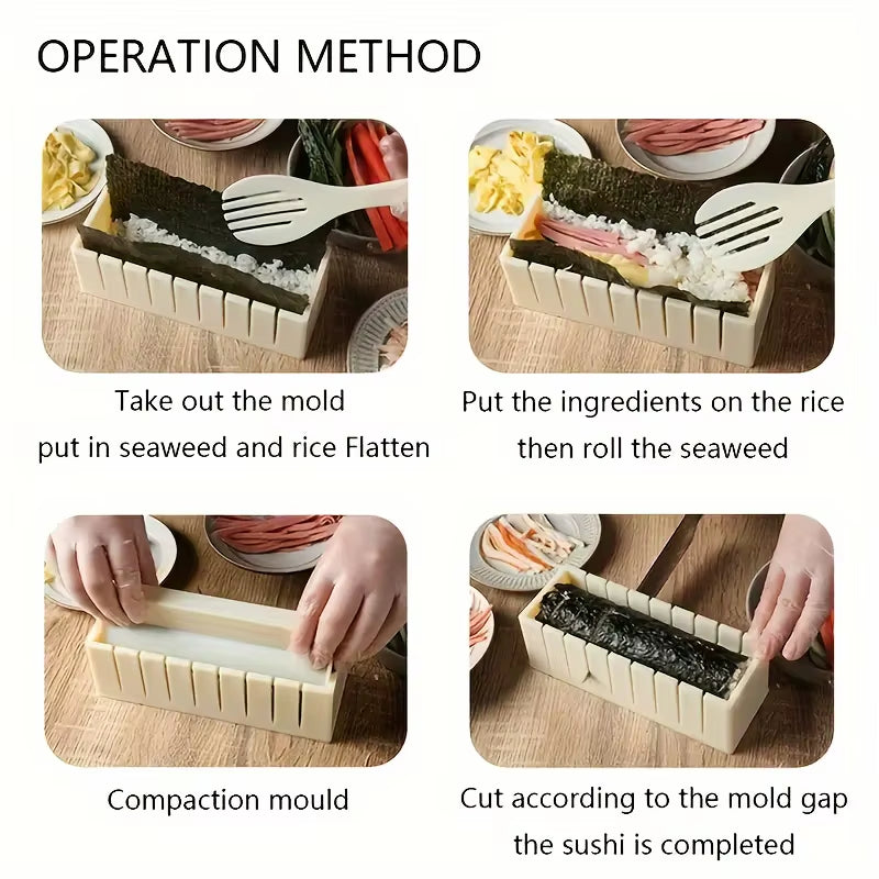 3Pcs/Set Sushi Maker Equipment Kit Plastic Sushi Rolls Mold round Square Heart-Shaped Sushi Making Tools Cake Roll Mold