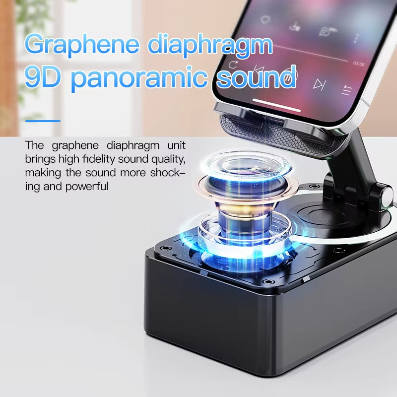 3-In-1 Bluetooth Speaker Phone Power Bank Foldable Wireless Speaker Phone Stand with Anti-Slip Pads for Video Meeting Live