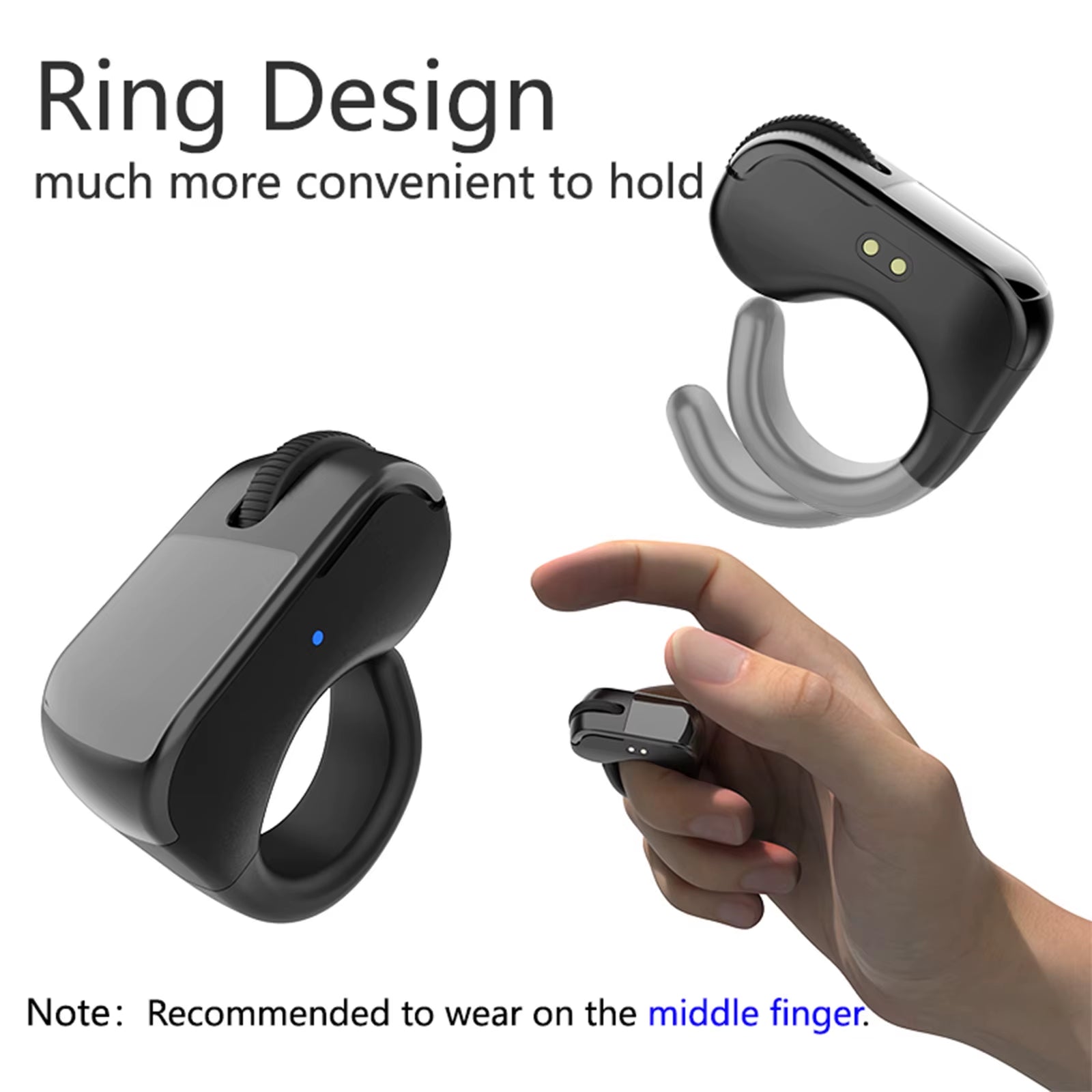 BT Air Finger Ring Mouse with a Touchpad Wireless Scroller Page Turner 2.4G Scrolling Ring for Iphone Ipad Android Ebook Reading