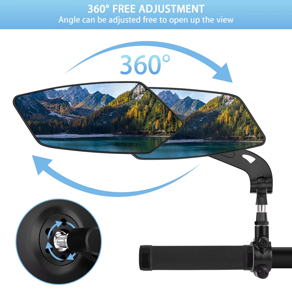 Bicycle Rearview Wide Angle Mirror Cycling 360° Adjustable Rotate Road Bike Handlebar Rear View Mirrors Bike Accessories