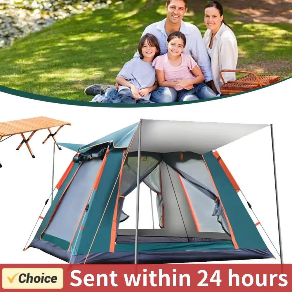 Automatic Camping Tent Sun-Protection Outdoor Folding Tent Waterproof Portable Hexagonal Tent for Family 3-4/4-6 People