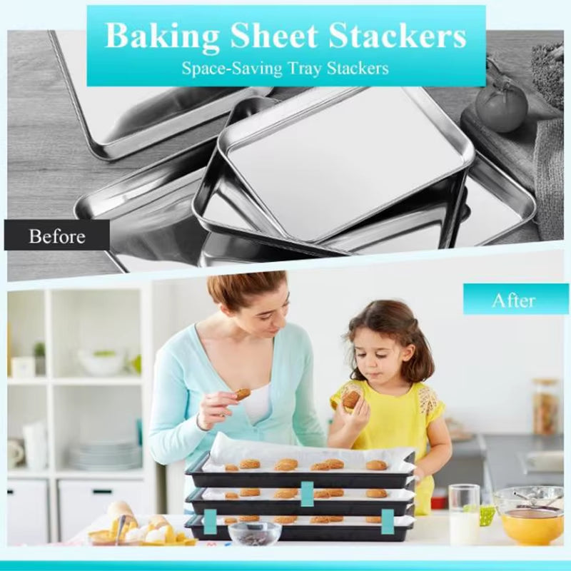 8PCS Baking Sheet Stackers, Layered Tray Holder Stackers, Universal Baking Sheet Pan Stackers, Baking Tray Storage Holder
