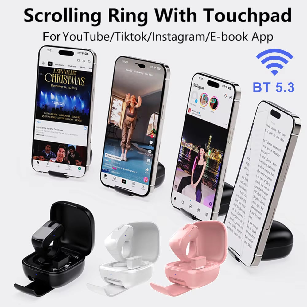 BT Air Finger Ring Mouse with a Touchpad Wireless Scroller Page Turner 2.4G Scrolling Ring for Iphone Ipad Android Ebook Reading