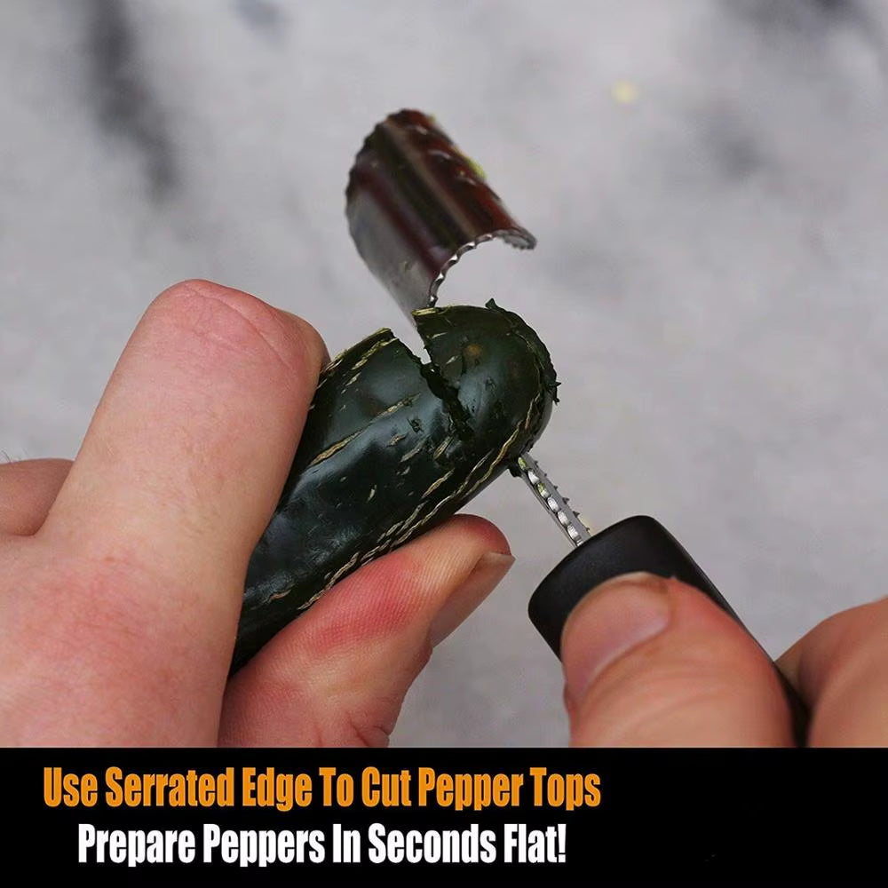 Jalapeno Pepper Corer Stainless Steel Pepper Chili Corer Remover with Serrated Edge Zucchini Cucumber Corer KC0276