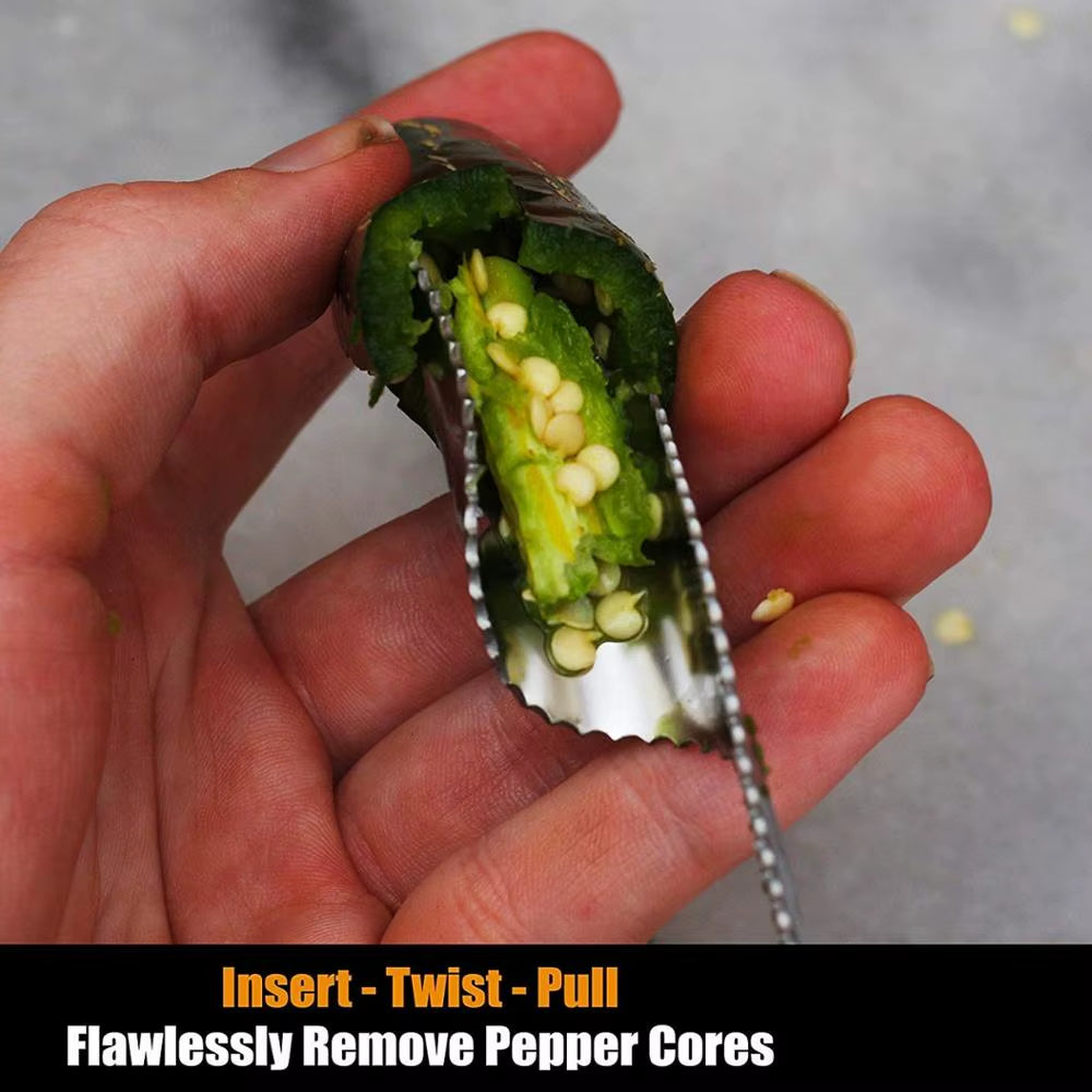 Jalapeno Pepper Corer Stainless Steel Pepper Chili Corer Remover with Serrated Edge Zucchini Cucumber Corer KC0276