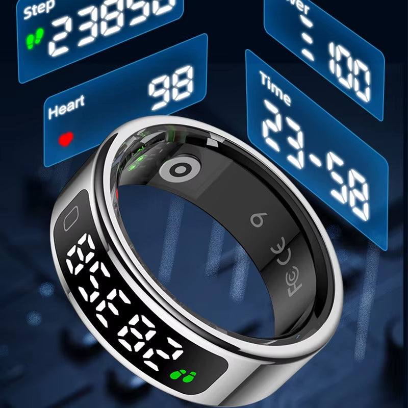 R11C Smart Ring Men Women Display Screen Gesture Swipe Video Smartring Waterproof Heart Rate Sleep Monitor Qring for Android IOS