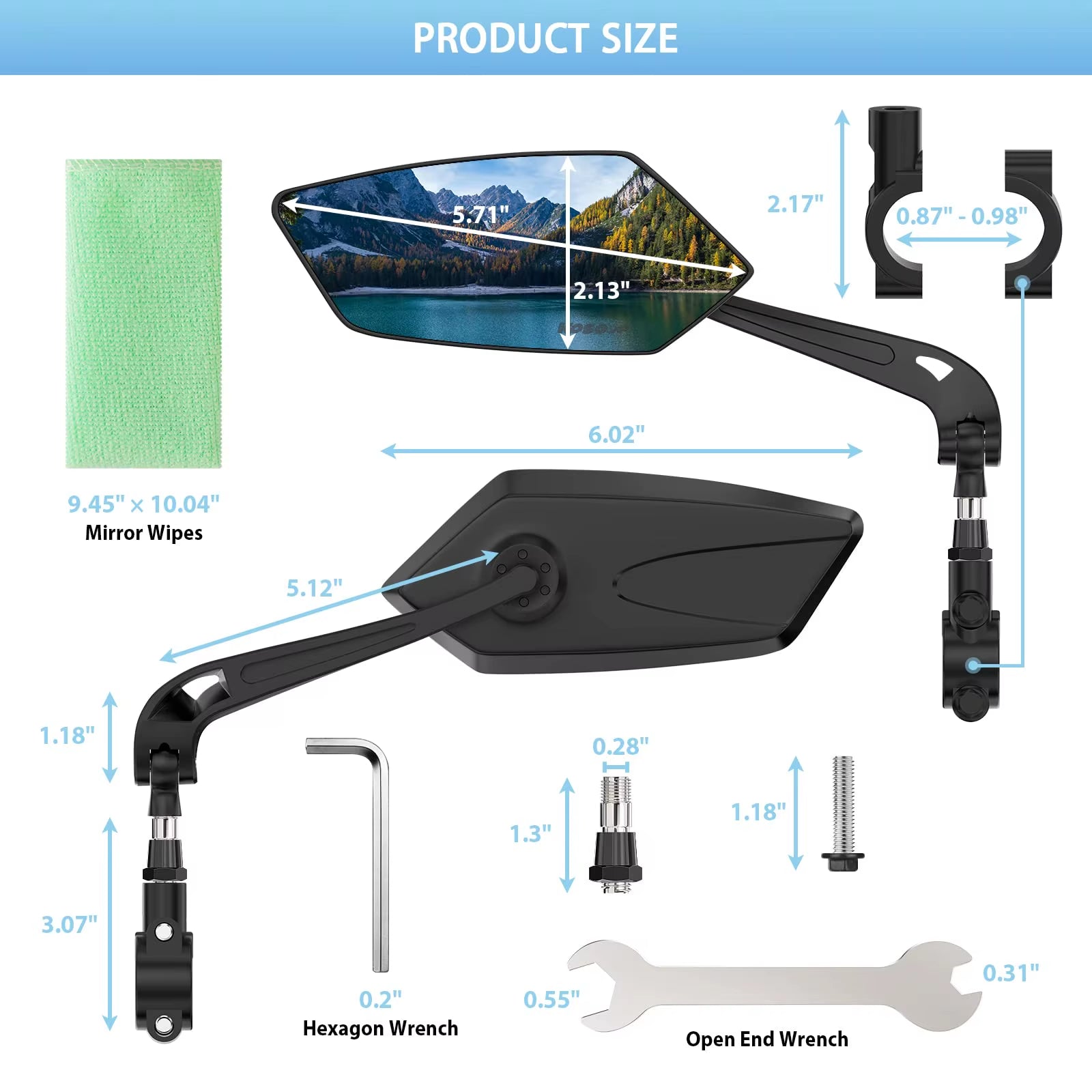 Bicycle Rearview Wide Angle Mirror Cycling 360° Adjustable Rotate Road Bike Handlebar Rear View Mirrors Bike Accessories