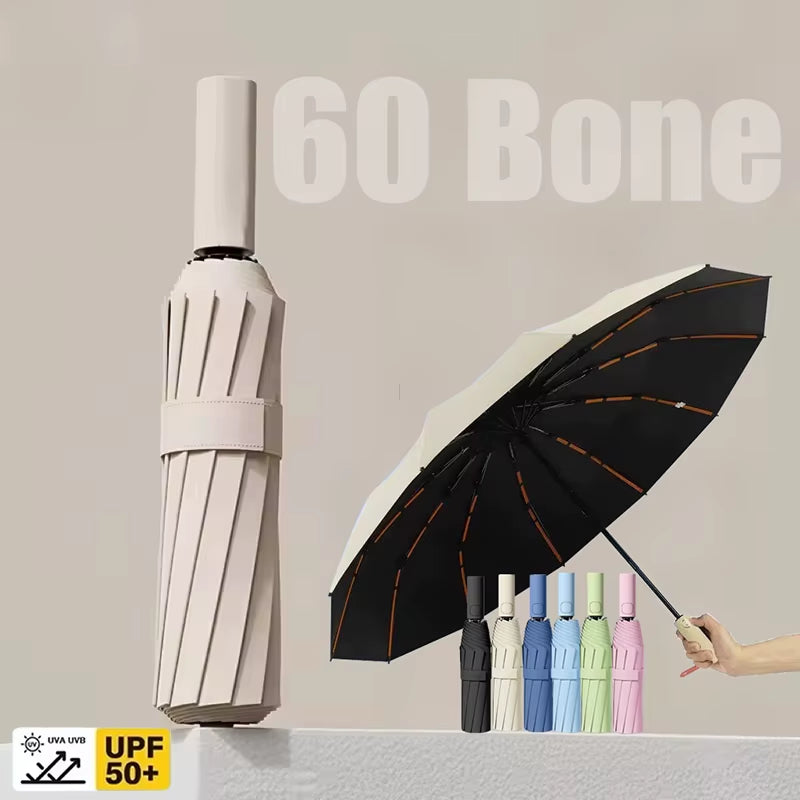 24 Bone Folding Umbrella Fully Automatic Double Bone SPF 50 UV Protection Rain Resistance Wind Resitance Umbrella NEW