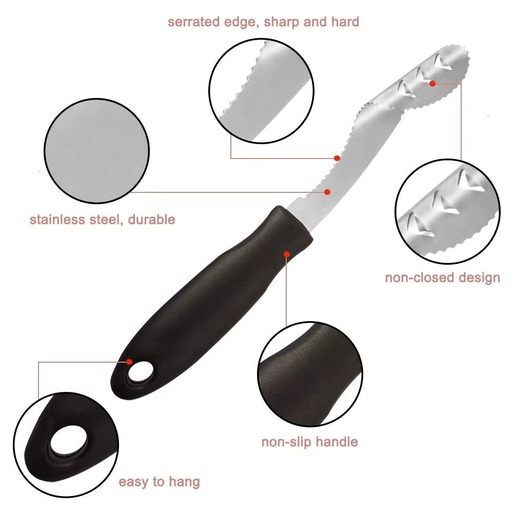Jalapeno Pepper Corer Stainless Steel Pepper Chili Corer Remover with Serrated Edge Zucchini Cucumber Corer KC0276