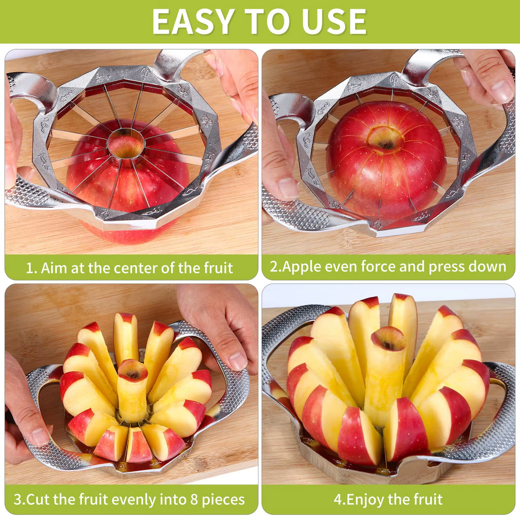Apple Slicer and Corer, Sturdy and Sharp 12-Blade Stainless Steel Apple Cutter Divider Pitter Fruit Cutter Tools