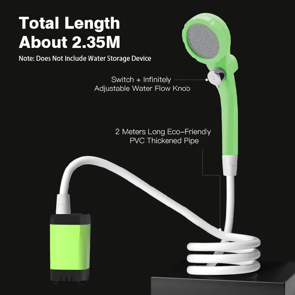 Camping Shower Pump RV Outdoor Shower Kit Camp Shower W/Full Screen Intelligent Digital Display Adjustable 6000Mah Shower Kit