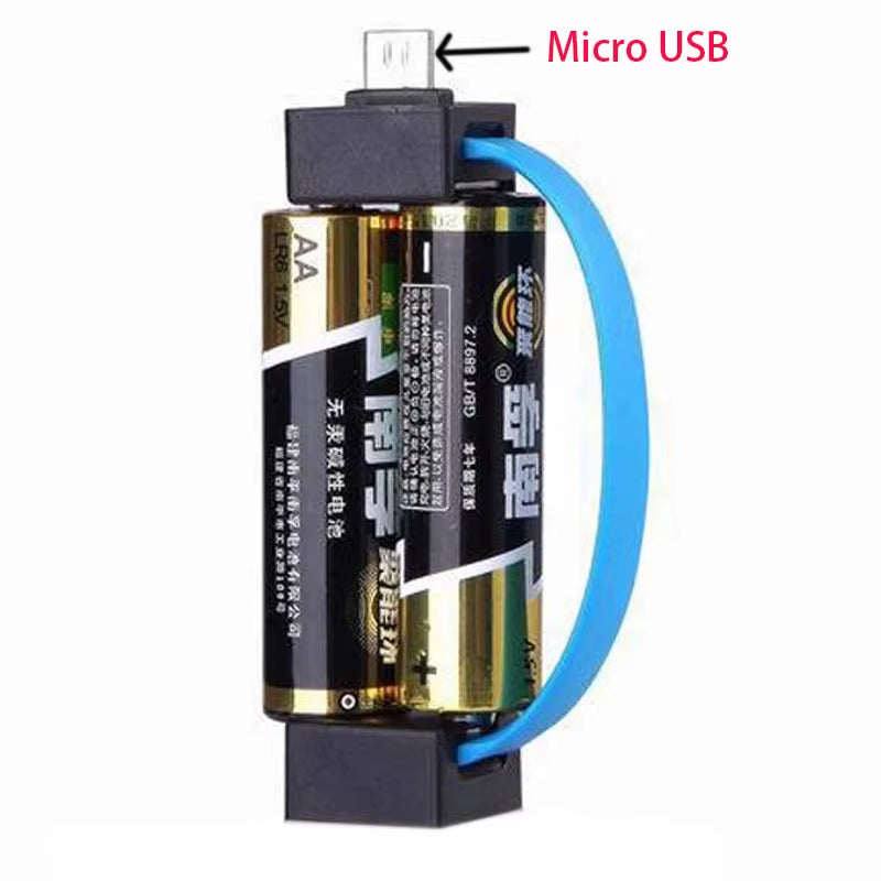 Universal Phone Emergency Charger Powered by 2Pcs Normal AA Batteries Mini Portable Phone Power Bank with Micro USB/ Type-C Plug