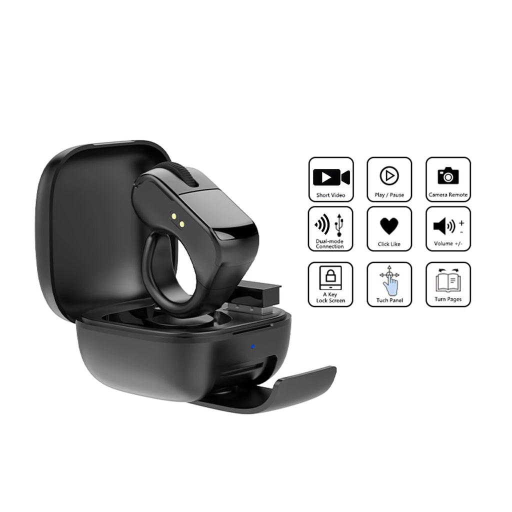BT Air Finger Ring Mouse with a Touchpad Wireless Scroller Page Turner 2.4G Scrolling Ring for Iphone Ipad Android Ebook Reading