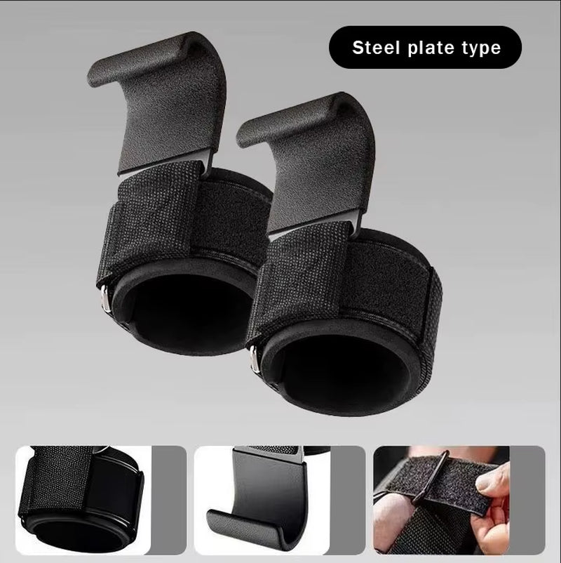 Weight Lifting Hook Grips with Wrist Wraps Hand-Bar Wrist Strap Gym Fitness Hook Weight Strap Pull-Ups Power Lifting Gloves