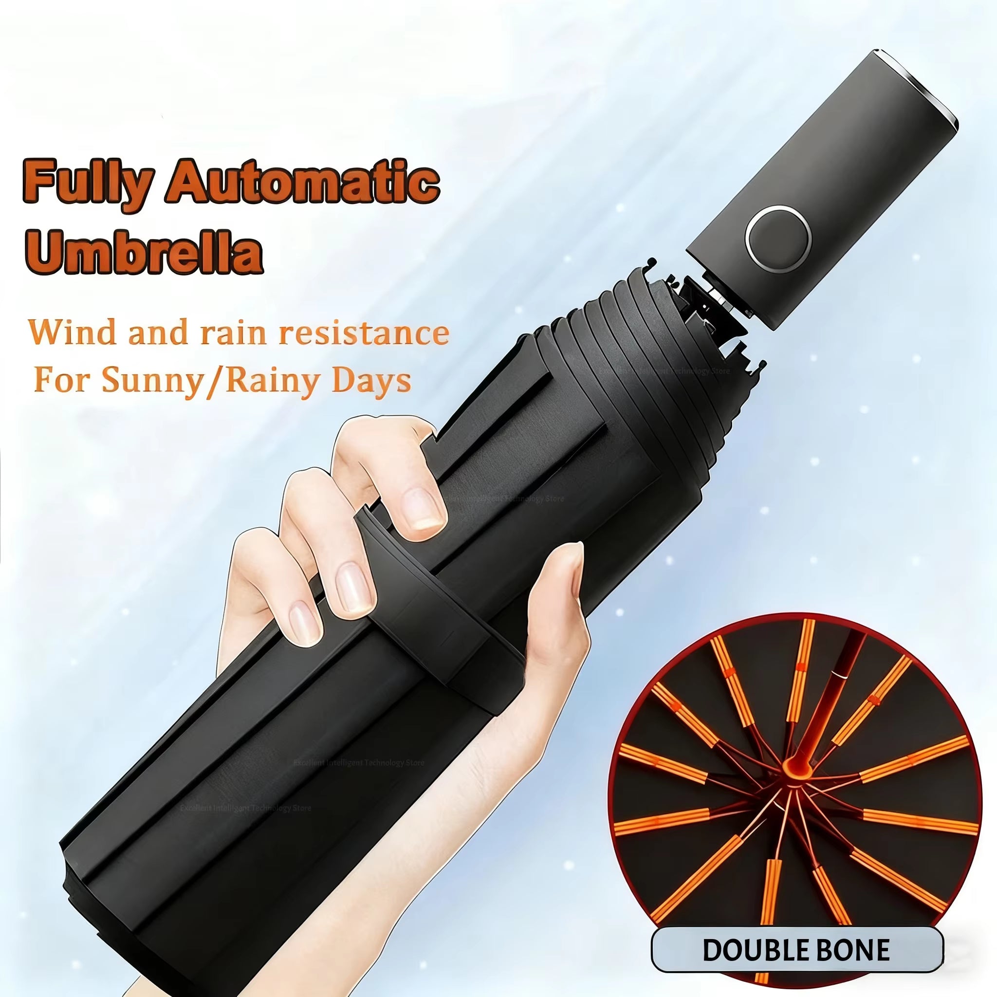 24 Bone Folding Umbrella Fully Automatic Double Bone SPF 50 UV Protection Rain Resistance Wind Resitance Umbrella NEW