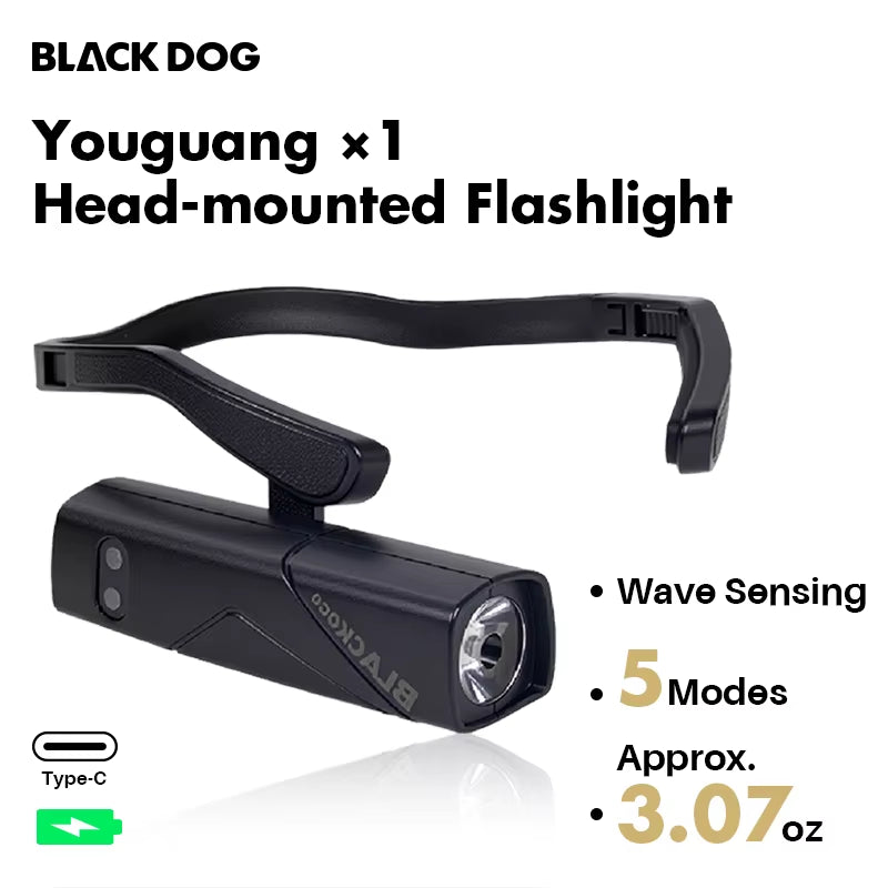 BLACKDOG Outdoor Head-Mounted Flashlight Ultralight Rechargeable Ear Wear Mountaineering Cycling Fishing Sport Night Running
